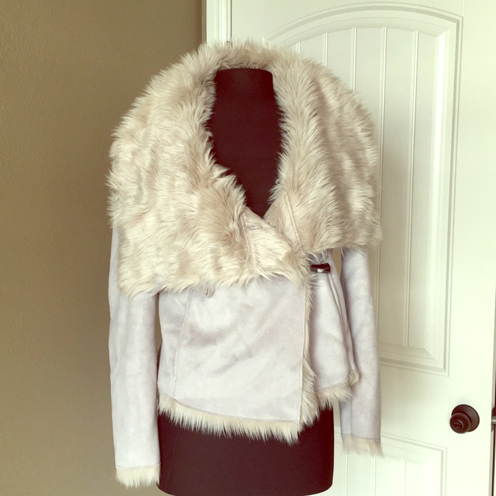 Faux fur and suede jacket